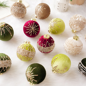 4Pcs Elegant <b>Glitter</b> Velvet Christmas Tree Ornaments 3.15 Inch 4 Style Flocked Christmas Balls Ornaments Xmas Balls - Product Image 1