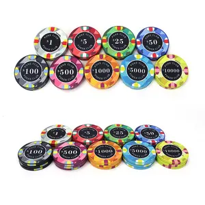 Diseño y muestra gratis 10g fichas de póquer de cerámica torneo 39mm logotipo personalizado de los fabricantes de China para el juego de póquer de casino