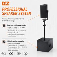 DSZ DS-YP208+DS-YF018 Double Subwoofer Passif 15'' et Haut-parleur Large Bande 8'' 4 Ohms pour Location d'Événements Scéniques en Direct (Garantie 1 An)