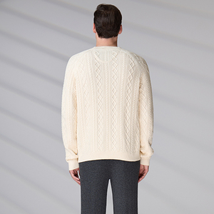 Customized High-quality Embroidery Logo <b>Jumper</b> Winter Cable Knitted Casual <b>Pullover</b> Long Sleeve 100% Cotton Sweater for Men - Product Image 6