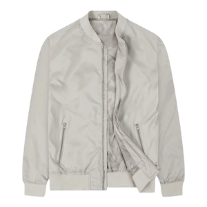 Men's Bomber <b>Jacket</b> Solid Color <b>Zipper</b> Closure Casual Stand Collar Side <b>Pocket</b> Polyester Material Breathable Autumn Wear - Product Image 1