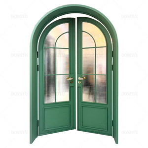 Maison résidentielle moderne Porte en arc bon marché Intérieur Cadre en aluminium Double artisanat Portes françaises battantes en verre - Product Image 4