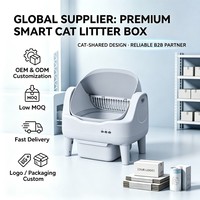 Vente en gros de litière automatique pour chat, grande capacité 65L, en plastique PP écologique, avec contrôle par application, sécurité, nettoyage automatique intelligent