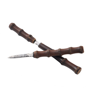 Cuchillo de Té de Bambú con Hoja de Acero de Damasco de 3.9 Pulgadas, Borde Recto, Hecho a Mano, Accesorio para la Ceremonia del Té - Product Image 5