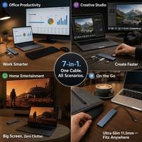 Hub USB C 7 en 1, 4K60Hz HDTV, PD100W, USB3.2 10Gbps, Lector de Tarjetas SD y TF, Base de Conexión de Aluminio, Plug and Play para MacBook, Laptop, PC
