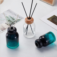 Couvercle en bois vide décoration de la maison forme ronde vert clair 100ml 150ml bouteille diffuseur en verre