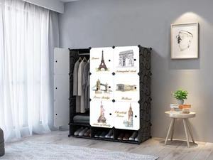 Organisateur de rangement pliable en plastique pour vêtements avec 9 compartiments et 1 barre de suspension pour appartement - Product Image 3