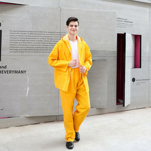 Combinaison de pluie en PVC-polyester pas chère Imperméable jaune - Product Image 4