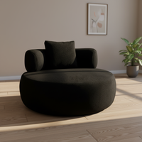 Fauteuil de canapé en velours noir, moderne, inclinable, avec compresseur, fauteuil individuel circulaire, ensemble de fauteuils de canapé