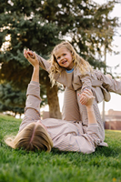 Ensemble de vêtements pour enfants en tricot rayé ample en coton 95% et élasthanne 5% pour maman et mini, printemps-automne