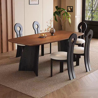 Ensemble de table et chaises de salle à manger convertible moderne en noyer massif 8 places pour petit appartement ou hôtel, écologique et imperméable