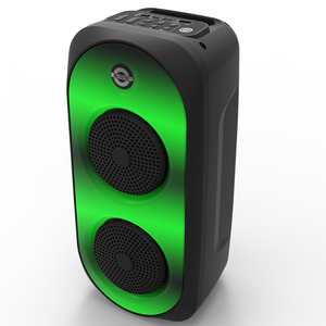 Museeq Double 4" Wireless Bluetooth Portable Boombox Audio Stereo with LED Lights Partybox PA System Karaoke Speaker