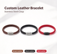 Bracelet en cuir PU tressé avec logo personnalisé JQ, fermoir magnétique en acier inoxydable multicolores, bracelet en cuir tissé unisexe