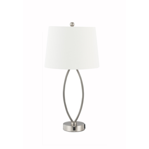 Modern Design Hotel Table <b>Lamp</b> USB Convenient Bedside Table Light with Outlet Fabric <b>Shade</b> Room Use Incandescent Bulbs - Product Image 3