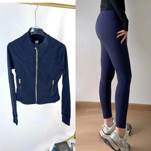 Crop <span class=keywords><strong>top</strong></span> <span class=keywords><strong>sport</strong></span> amincissant à séchage rapide et respirant, ensemble <span class=keywords><strong>de</strong></span> yoga pour femme, veste courte + leggings, leggings <span class=keywords><strong>de</strong></span> yoga taille haute - Product Image 3