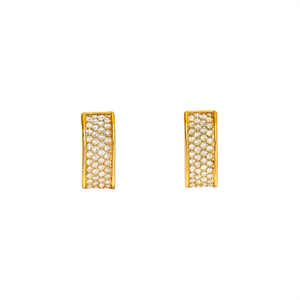Boucles d'oreilles clous en or blanc E1933, cristaux et strass géométriques micro-incrustés, luxe pour femme, usage quotidien - Product Image 1
