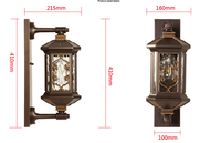 Lampe murale extérieure rétro imperméable de style européen avec aluminium et verre pour balcon, couloir, entrée et cour