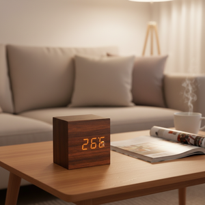 นาฬิกาปลุกตั้งโต๊ะดิจิตอล LED ขนาดใหญ่ สไตล์โมเดิร์น ผลิตจากไม้ สำหรับตกแต่งบ้าน ขายตรงจากโรงงาน - Product Image 3
