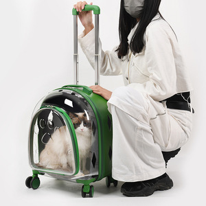 Pet Rolling <b>Suitcase</b> Transparent Semi Circle PVC Soft Sided Carrier For Dog Cat Travel One Size - Product Image 2