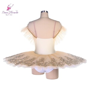 Pre-Professional Dance Skirt Ivory Spandex Bodice Ivory Tulle <strong>Tutu</strong> Gold Applique Decor Nylon Dance Favourite <strong>Ballet</strong> - Product Image 2