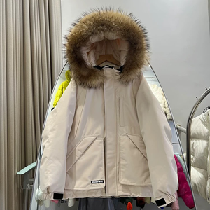 Manteau d'hiver en duvet avec col en fourrure vintage pour femmes, mode décontractée, ample, vêtements de travail, chaud, manteau de couple - Product Image 2