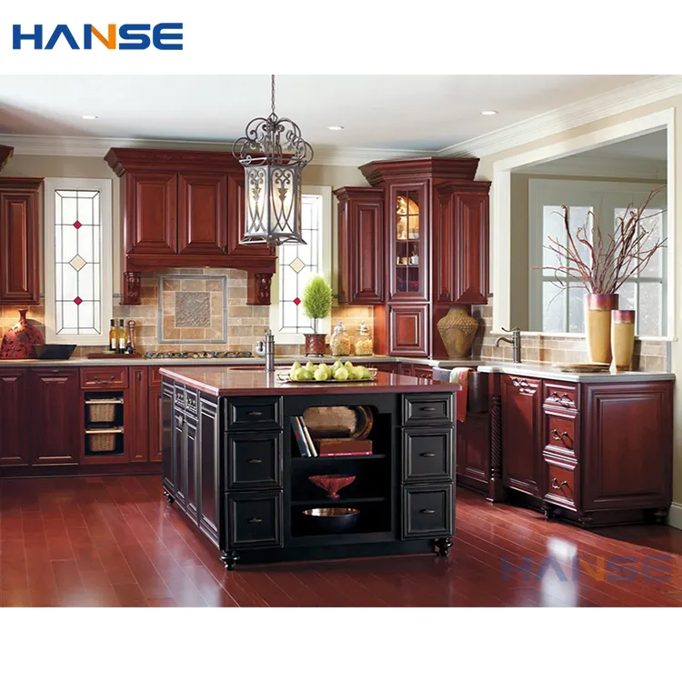 Europe style painted solid wood kitchen cabinets luxury painting kitchen island cabinet granite top countertops