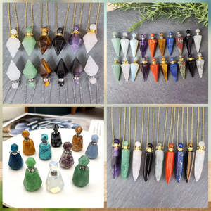 Amethyst alami Sweetie Rose Quartz kristal bening botol parfum Druzy perhiasan indah lucu jimat liontin mode DIY - Product Image 5