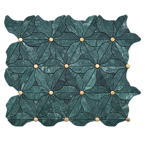 Fábrica verde mármol natural piedra flor mosaico personalizado Fondo pared balcón baño azulejos - Product Image 1