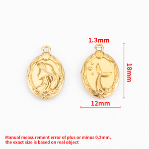 Ciondolo a Coda di <span class=keywords><strong>Sirena</strong></span> Classico per Bambini in Acciaio Inossidabile Placcato Oro 18k, con Motivo a Doppia Faccia, Accessorio Fai-<span class=keywords><strong>da</strong></span>-te - Product Image 3