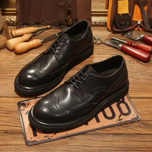 Printemps cuir véritable haut de gamme pur cuir de vachette chaussure couche supérieure cuir de vachette décontracté respirant semelle souple bloc derby chaussures pour hommes - Product Image 4