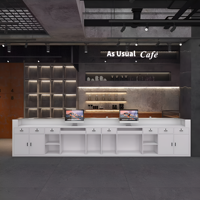 M2 Display Comptoir de bar industriel à LED en forme de L Café Boutique Design Table basse Celler à vin Comptoir de bar de restaurant en acier inoxydable