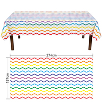 Nappe jetable en PEVA motif vague arc-en-ciel 54 x 108 pouces, housse de table rectangulaire en plastique imperméable pour événements en gros