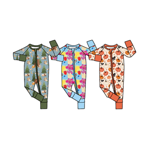 カラフルなカスタムプリントクールチェック三日月ジッピージャンパースーツパジャマ新生児スリーパー赤ちゃんストライドジッパーロンパー - Product Image 3