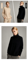 Pull en cachemire 100% pour femmes, nouvelle collection automne-hiver, col superposé, tricoté, épaissi, chaud