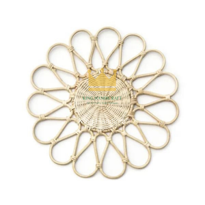 Set de table en rotin naturel écologique en forme de tournesol, fait main, tissé, décoratif, pour mariage, dîner, décoration de la maison - Product Image 6