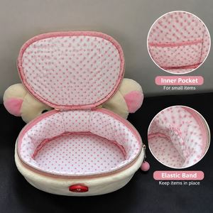 Cute Bear Shape Plush <b>Makeup</b> Bag Kawaii Cosmetic Pouch Travel Toiletry Organizer Bag Soft Fuzzy Storage <b>Case</b> Custom Logo OEM - Product Image 2