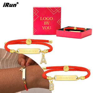 <span class=keywords><strong>IRun</strong></span> Nombre personalizado Logo Metal Charm Pulsera Letras iniciales Rhinestone Metal brillante Colgante Pulsera con embalaje personalizado - Product Image 1