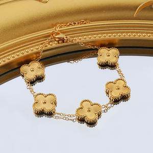 Pulsera de Trébol de la Suerte Chapada en Oro de 18k, de Acero de Titanio, para Mujer, Regalo de Cumpleaños, ¡Gran Oferta! - Product Image 1