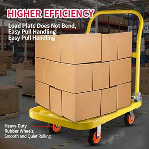 Platform Hand Truck, Heavy Duty Folding Dolly <b>Cart</b> with 360 Degree Swivel <b>Wheels</b>, Collapsible Flatbed <b>Cart</b> for Moving, Warehouse - Product Image 3