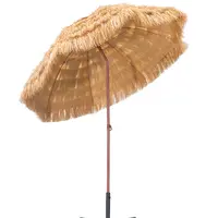 Payung Jerami Besar Luar Ruangan, Payung Matahari Taman Bisa Dilipat