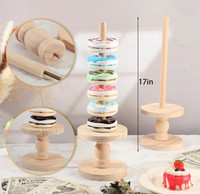 Support de présentation empilable en bois style ferme pour beignets, avec porte-desserts détachable