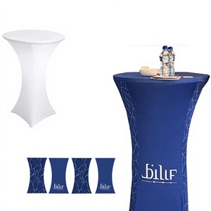 Funda de Licra Estampada para Mesa de Cóctel con Marca Coordinada en la Parte Superior y Lateral para Eventos Corporativos Reutilizables, Suministro al por Mayor - Product Image 1