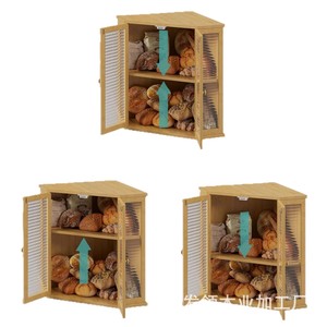 Caja de pan de bambú de doble capa, almacenamiento de esquina de madera para encimera de cocina con puerta abatible, diseño de color sólido - Product Image 1