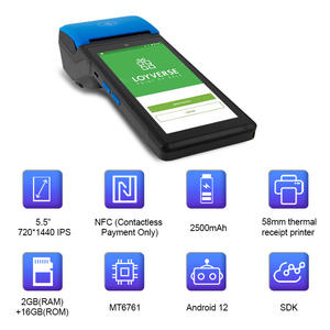 5,5 polegadas tela nfc inteligente portátil móvel pos terminal android 12 sem fio pda com impressora térmica do bilhete 58mm - Product Image 3