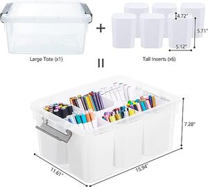 Plastic Storage <b>Bins</b> with 6 Detachable Inserts Clear Storage Box with <b>Lids</b> Multipurpose Stackable Storage <b>Bins</b> for Organizing to - Product Image 2