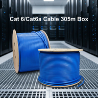 Kabel Ethernet CAT6 UTP CCA 23AWG 4 Pasangan Konduktor Padat dengan Pemisah Silang 305M 1000ft Kabel Jaringan LAN Gigabit untuk CCTV POE