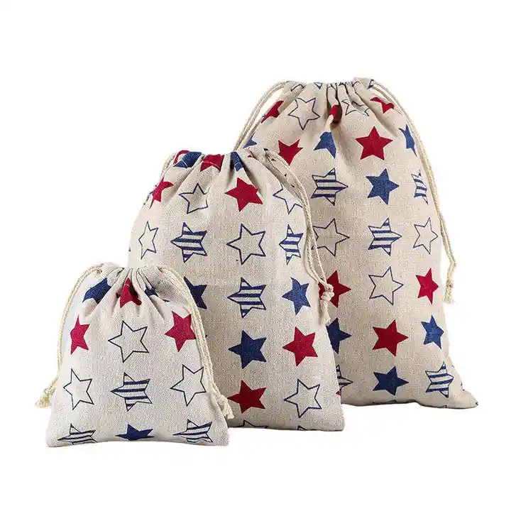 Reusable Festival Packaging Christmas Drawstring Gift Bags For Candy