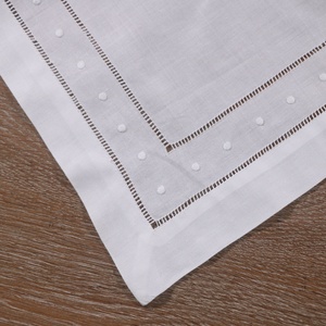 N027-18 Có Thể In Thêu Đám Cưới Giáng Sinh 18X18 "Khăn Ăn Trắng Ramie Bông Thêu Chấm Thang Hemstitch Khăn Ăn - Product Image 3