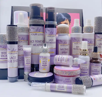 Kit de pose de perruques à marque privée : Mousse capillaire, Spray teintant pour dentelle, Huile de croissance, Dissolvant de colle, Colle pour perruques à dentelle, Kit d'essai pour perruques Lace Front