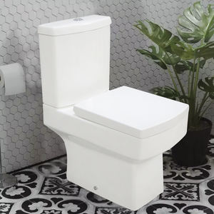 โถสุขภัณฑ์แบบสองชิ้นทรงสี่เหลี่ยม พร้อมที่นั่งสุขภัณฑ์สำหรับผู้สูงอายุ รับน้ำหนักได้มาก รูปทรงยาว - Product Image 5